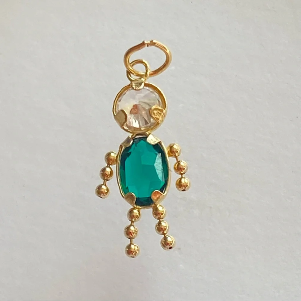 14k gold May Birthstone Boy Charm - Picture 2 of 4